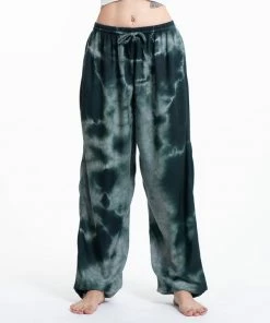HaremPants.com Tie Dye Drawstring Women's Yoga Massage Pants In Dark Teal