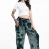 HaremPants.com Tie Dye Drawstring Women's Yoga Massage Pants In Dark Teal