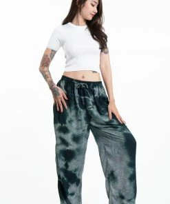 HaremPants.com Tie Dye Drawstring Women's Yoga Massage Pants In Dark Teal