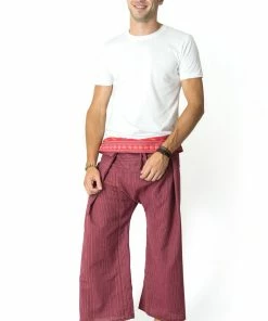 HaremPants.com Unisex Thai Fisherman Pants In Rose Red Men's