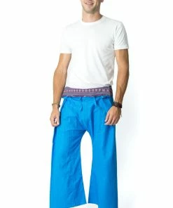 HaremPants.com Men's Unisex Thai Fisherman Pants In Sky Blue