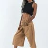 HaremPants.com Women's Cropped Fisherman Pants With Pattern Waist Band In Beige