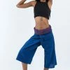 HaremPants.com Women's Cropped Fisherman Pants With Pattern Waist Band In Blue