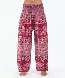 HaremPants.com Marble Elephant Women's Elephant Pants In Red