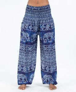 HaremPants.com Marble Elephant Women's Elephant Pants In Blue