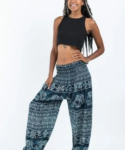 HaremPants.com Marble Elephant Women's Elephant Pants In Black