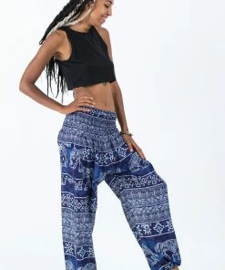 HaremPants.com Marble Elephant Women's Elephant Pants In Blue