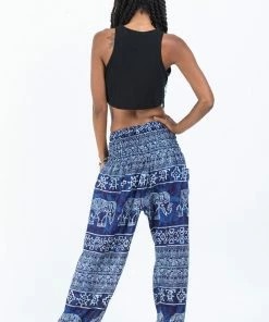 HaremPants.com Marble Elephant Women's Elephant Pants In Blue