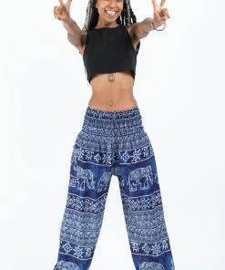 HaremPants.com Marble Elephant Women's Elephant Pants In Blue