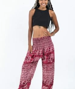 HaremPants.com Marble Elephant Women's Elephant Pants In Red