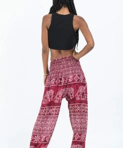HaremPants.com Marble Elephant Women's Elephant Pants In Red