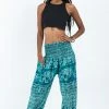 HaremPants.com Marble Elephant Women's Elephant Pants In Turquoise