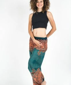 HaremPants.com Geometric Mandalas Women's Harem Pants In Turquoise
