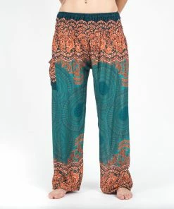 HaremPants.com Geometric Mandalas Women's Harem Pants In Turquoise