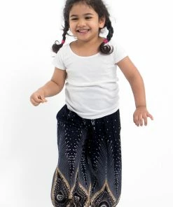 HaremPants.com Diamond Peacock Kids Harem Pants In Black High Cut