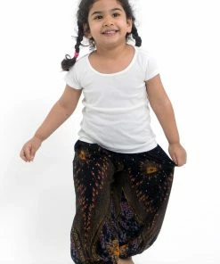 HaremPants.com Summer Super Sale 2022 Peacock Eye Kids Harem Pants In Black
