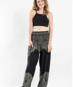 HaremPants.com Floral Mandalas Women's Harem Pants In Black