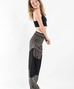 HaremPants.com Floral Mandalas Women's Harem Pants In Black