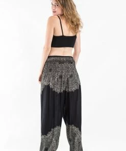 HaremPants.com Floral Mandalas Women's Harem Pants In Black