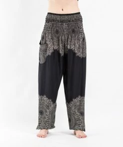 HaremPants.com Floral Mandalas Women's Harem Pants In Black