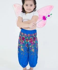 HaremPants.com Floral Kids Harem Pants In Ocean Blue High Cut