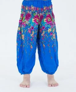 HaremPants.com Floral Kids Harem Pants In Ocean Blue High Cut
