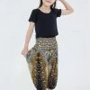 HaremPants.com Peacock Feathers Kids Harem Pants In Black High Cut