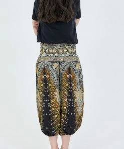 HaremPants.com Peacock Feathers Kids Harem Pants In Black High Cut