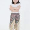 HaremPants.com Peacock Feathers Kids Harem Pants In White High Cut