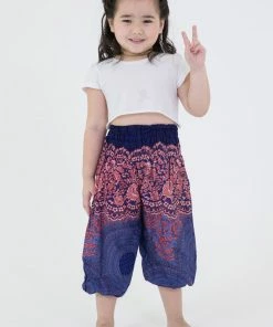HaremPants.com Geometric Mandalas Kids Harem Pants In Blue