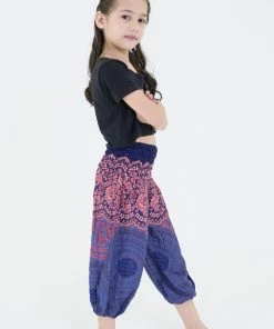 HaremPants.com Geometric Mandalas Kids Harem Pants In Blue