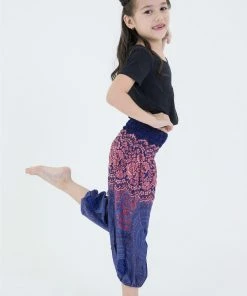HaremPants.com Geometric Mandalas Kids Harem Pants In Blue