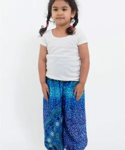 HaremPants.com High Cut Tribal Chakras Kids Harem Pants In Blue