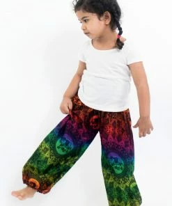 HaremPants.com Rainbow Elephant Kids Elephant Pants In Green High Cut