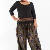 HaremPants.com Plus Size Peacock Eye Women's Harem Pants In Black