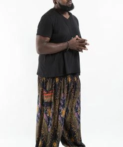 HaremPants.com Plus Size Peacock Eye Men's Harem Pants In Black