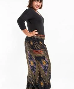 HaremPants.com Plus Size Peacock Eye Women's Harem Pants In Black
