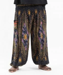 HaremPants.com Plus Size Peacock Eye Men's Harem Pants In Black