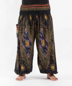 HaremPants.com Plus Size Peacock Eye Women's Harem Pants In Black