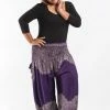 HaremPants.com Plus Size Floral Mandalas Women's Harem Pants In Purple