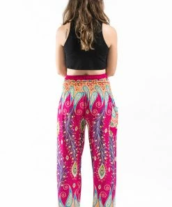 HaremPants.com Peacock Paisley Women's Harem Pants In Pink