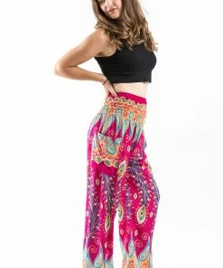 HaremPants.com Peacock Paisley Women's Harem Pants In Pink