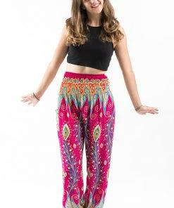 HaremPants.com Peacock Paisley Women's Harem Pants In Pink