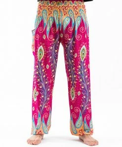 HaremPants.com Peacock Paisley Men's Harem Pants In Pink