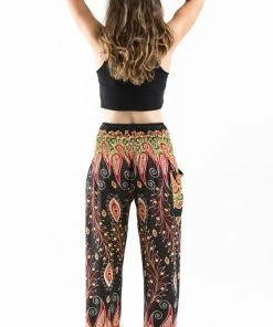 HaremPants.com Peacock Paisley Women's Harem Pants In Black