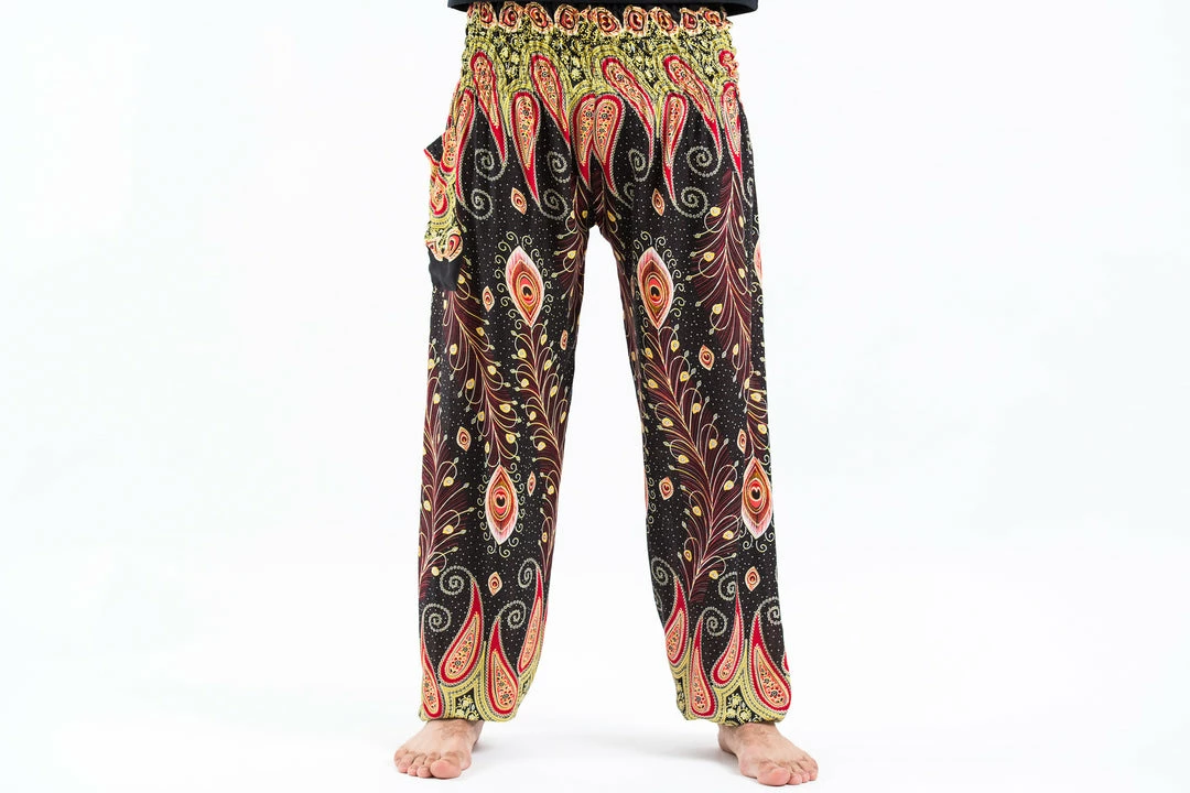 HaremPants.com Peacock Paisley Men's Harem Pants In Black 4 HaremPants.com Peacock Paisley Men's Harem Pants In Black