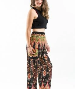 HaremPants.com Peacock Paisley Women's Harem Pants In Black