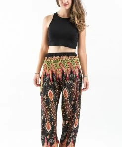 HaremPants.com Peacock Paisley Women's Harem Pants In Black