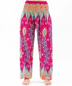 HaremPants.com Peacock Paisley Women's Harem Pants In Pink