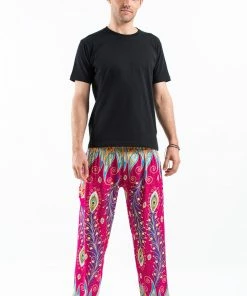 HaremPants.com Peacock Paisley Men's Harem Pants In Pink